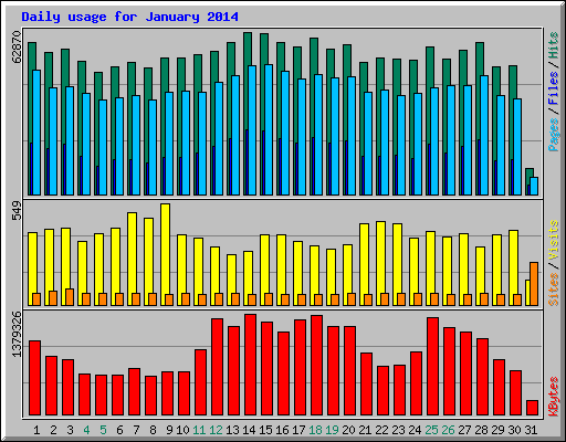 Daily usage for January 2014