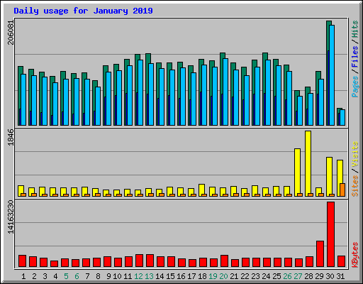 Daily usage for January 2019