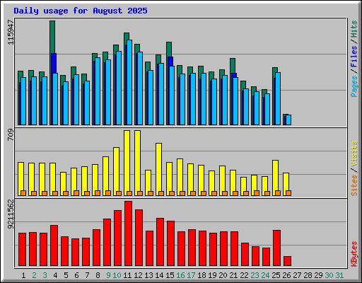 Daily usage for August 2025