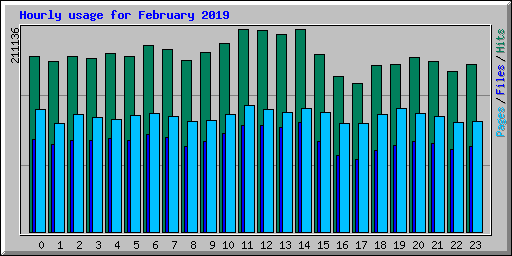 Hourly usage for February 2019